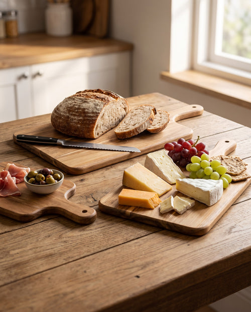 Acacia Serving Boards, Set of 3 in use