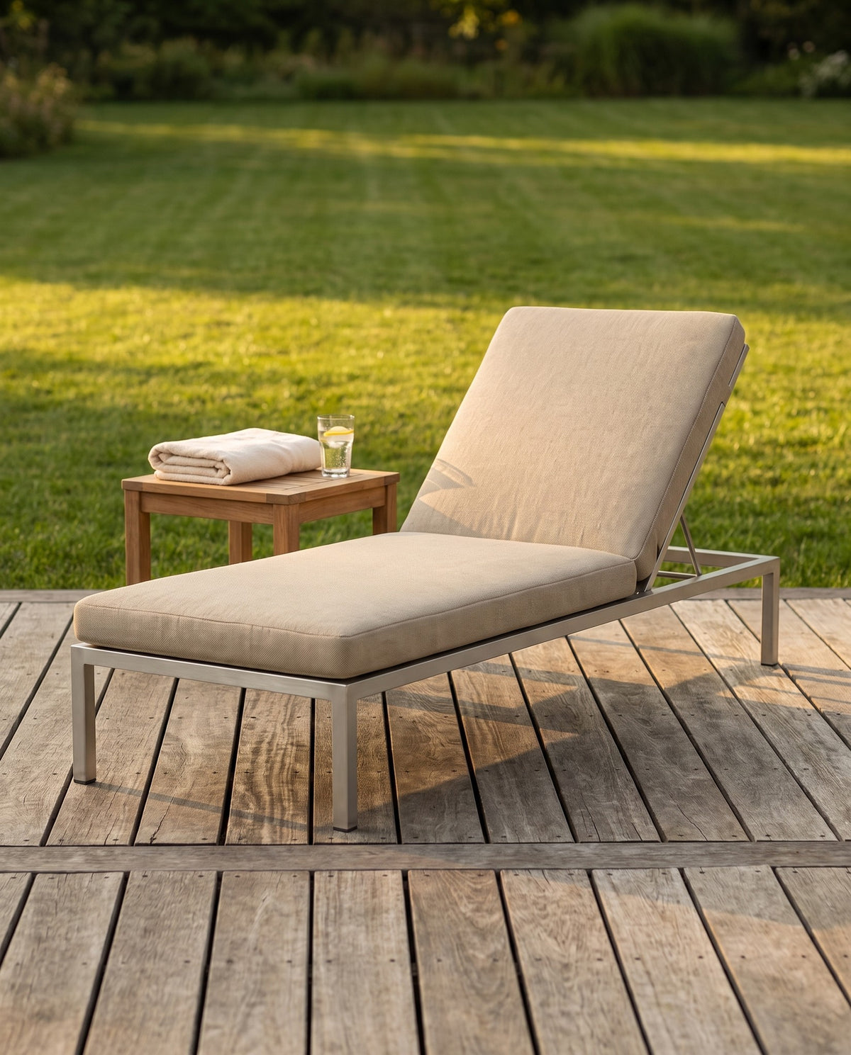 Adjustable Sun Lounger in use