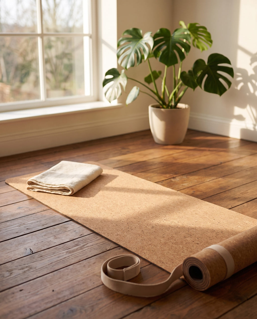 Cork Yoga Mat in use