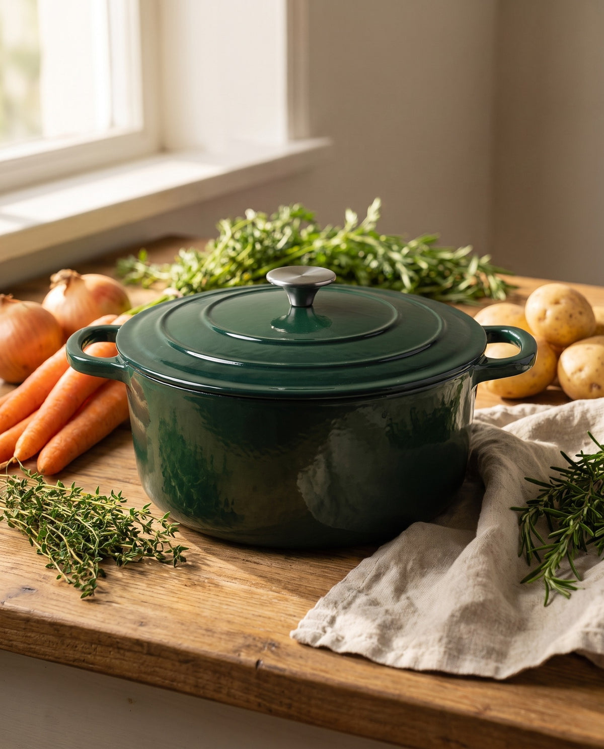 Enamelled Cast Iron Dutch Oven, 5.5 L in use