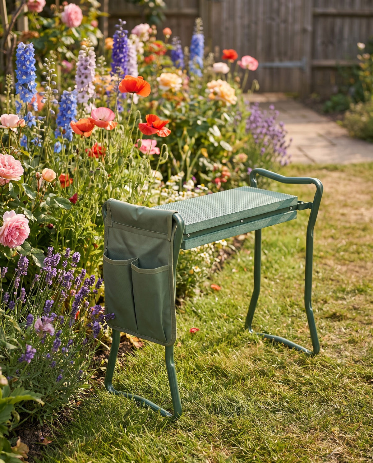 Folding Garden Kneeler & Seat in use