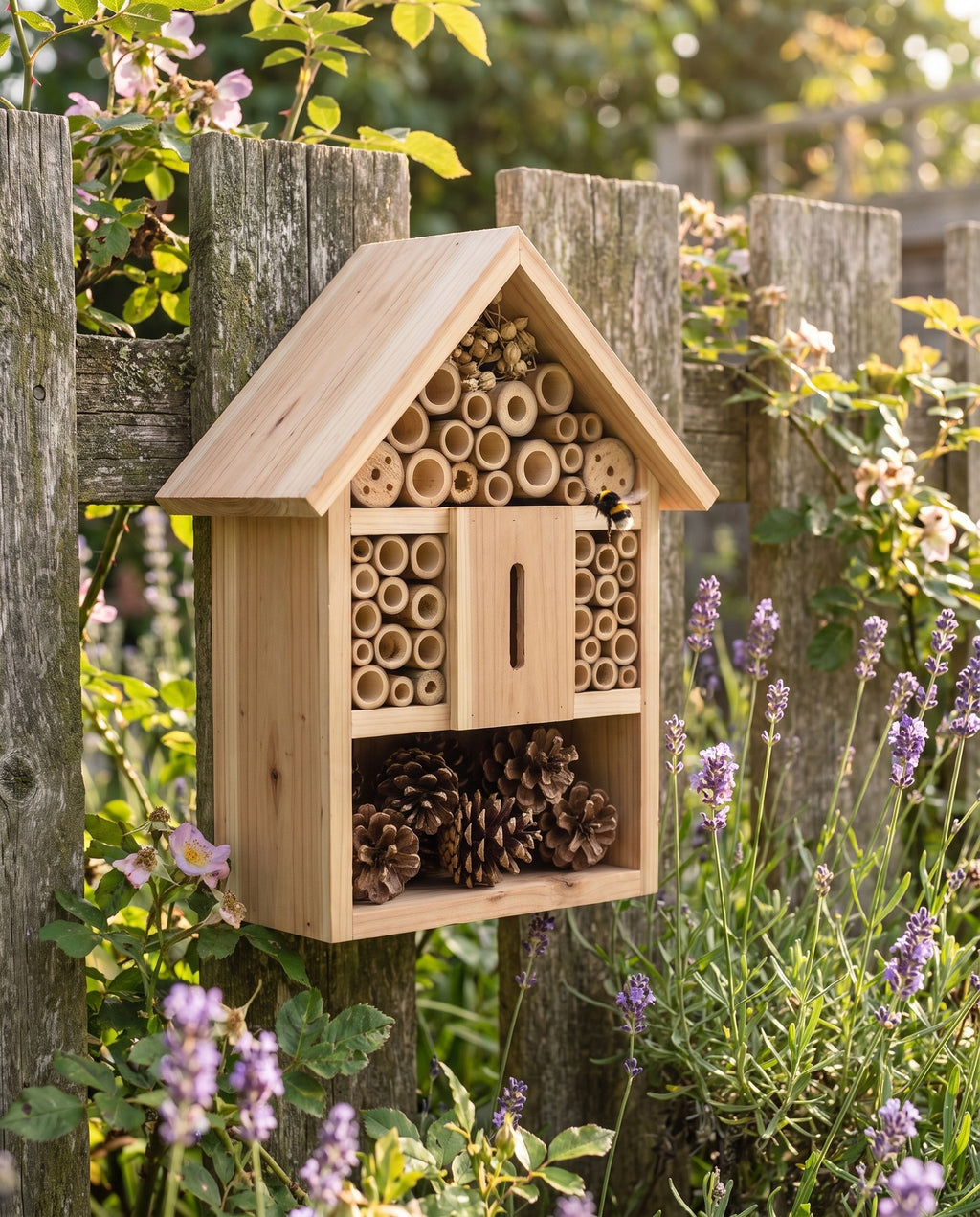 Insect Hotel, Cedar in use