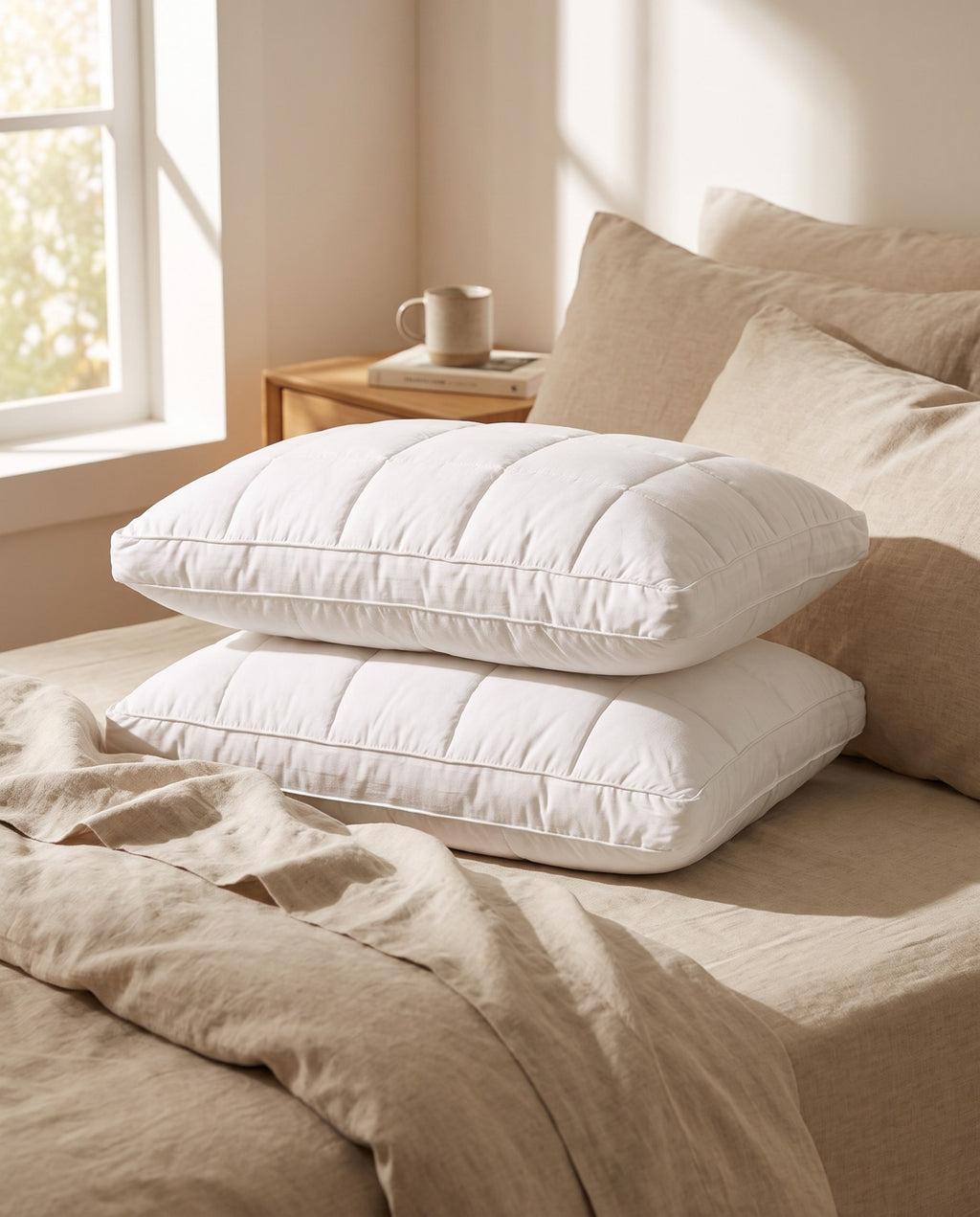 Memory Foam Pillows, Pair in use