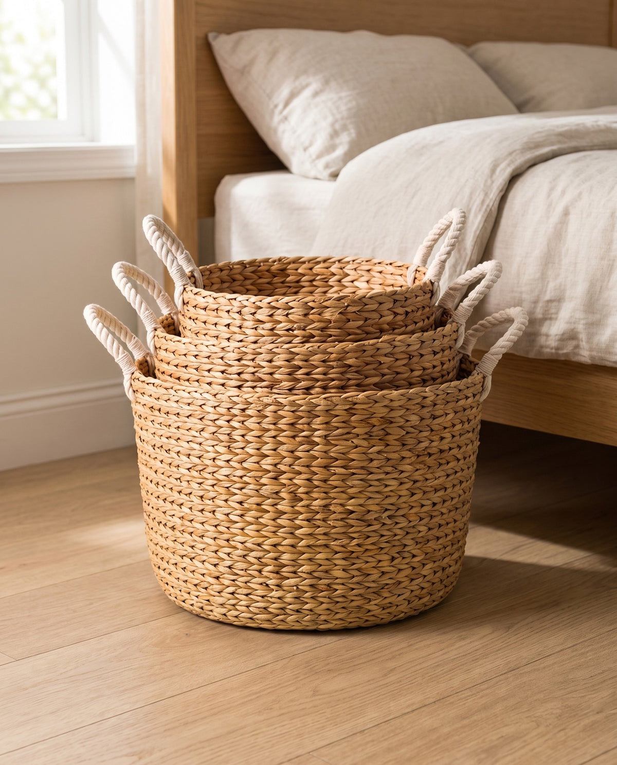 Seagrass Storage Baskets, Set of 3 in use